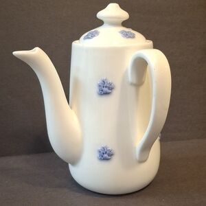Elegant White and Blue Teapot